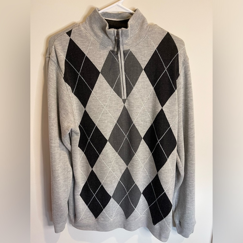 Method Dark/Light Gray & Black Zip Up Sweater Men Size Large